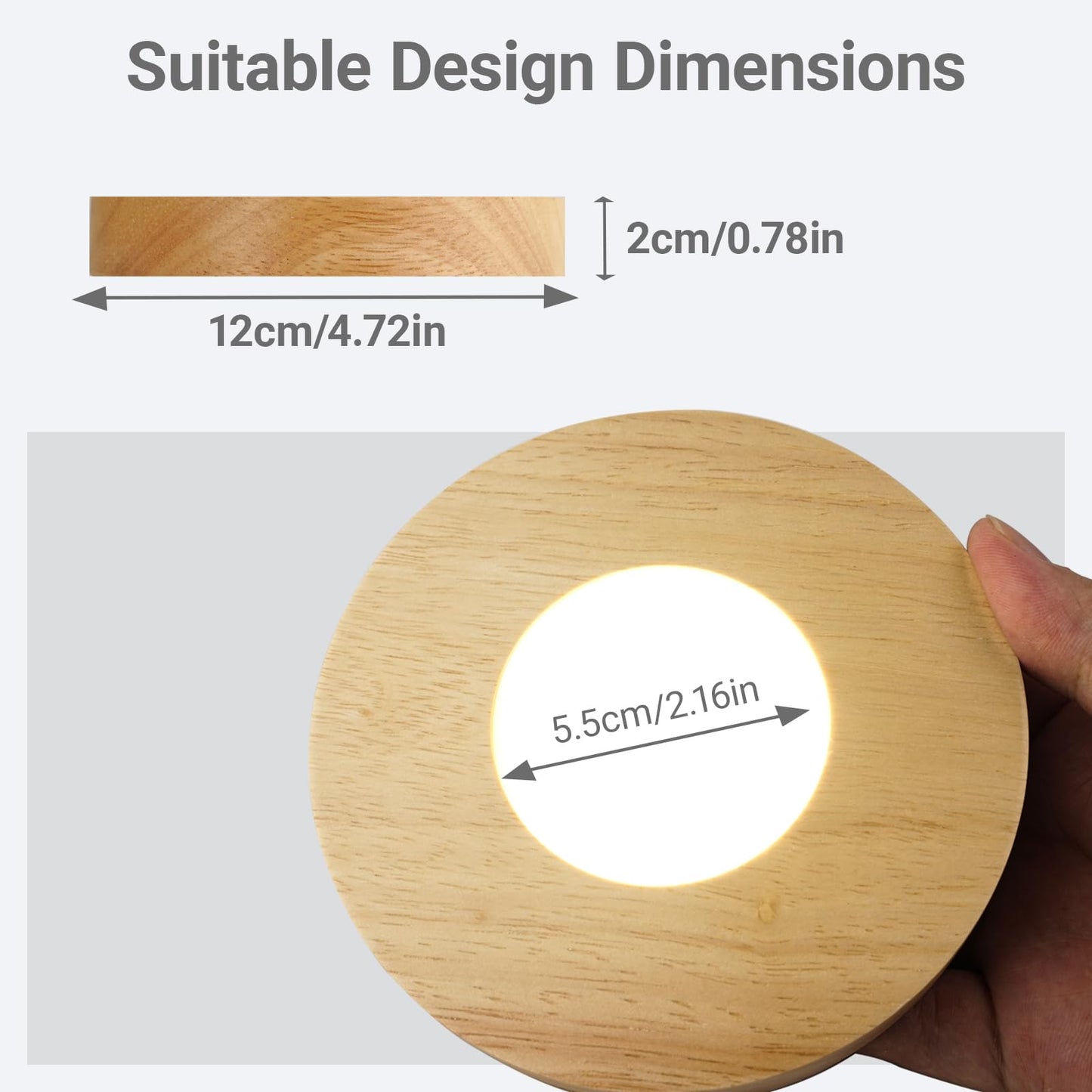 FuoiCorn Wood LED Light Base for Crystal Glass Art,Auto Timer