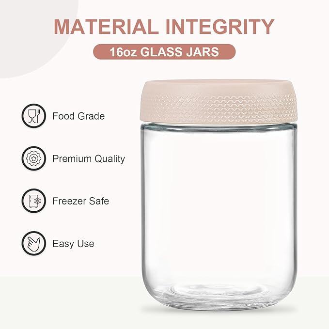 NETANY 6-pack 16oz Glass jars
