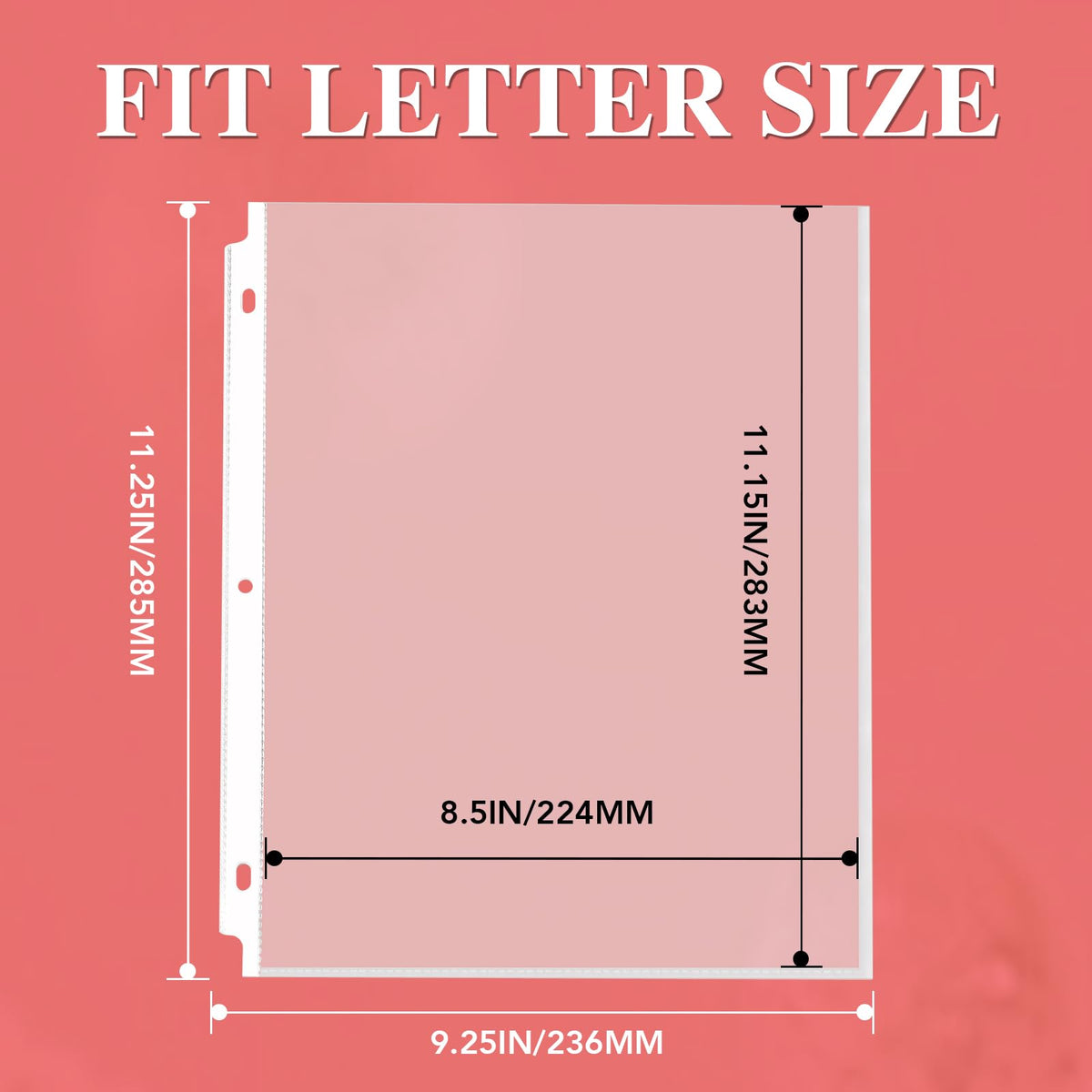 500 Pack Sheet Protectors 8.5 x 11 inch Clear Page Protectors for 3 Ring Binder, Plastic Sleeves for Papers, Document