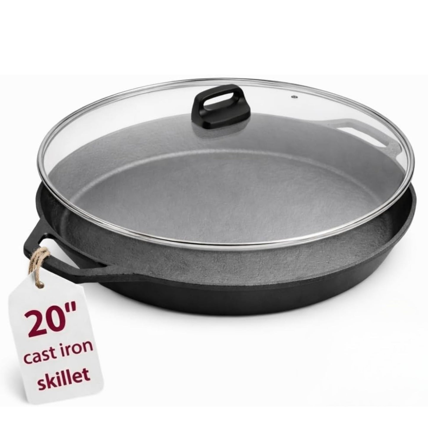 Colenza Large Cast Iron Skillet 20 Inch with Lid, Pre Seasoned Cast Iron Skillet for Cooking & Frying – XL Heavy Duty Pan with Dual Handles and – Ideal for Grill, Oven, Stove, Campfire Use