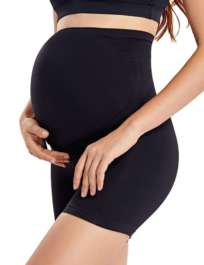 Gratlin Women's Seamless Pregnancy Shapewear High Waist Shorts Mid-Thigh Underwear, Large, Black
