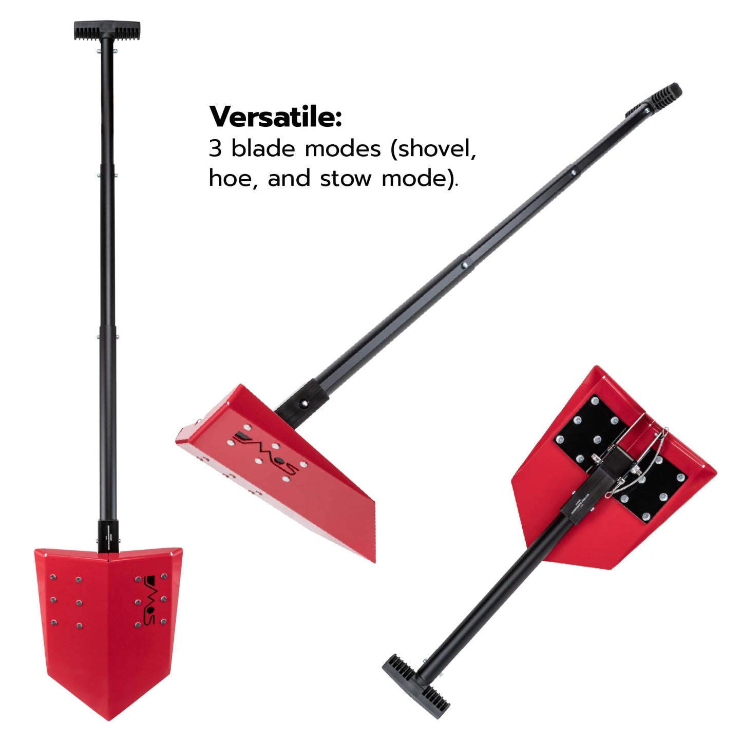 DMOS Delta Shovel + Mount - Collapsible Heavy-Duty Steel Folding Shovel for Camping, Overlanding, Survival, Military, Hunting, & Off-Road Use - Racing Red - Regular
