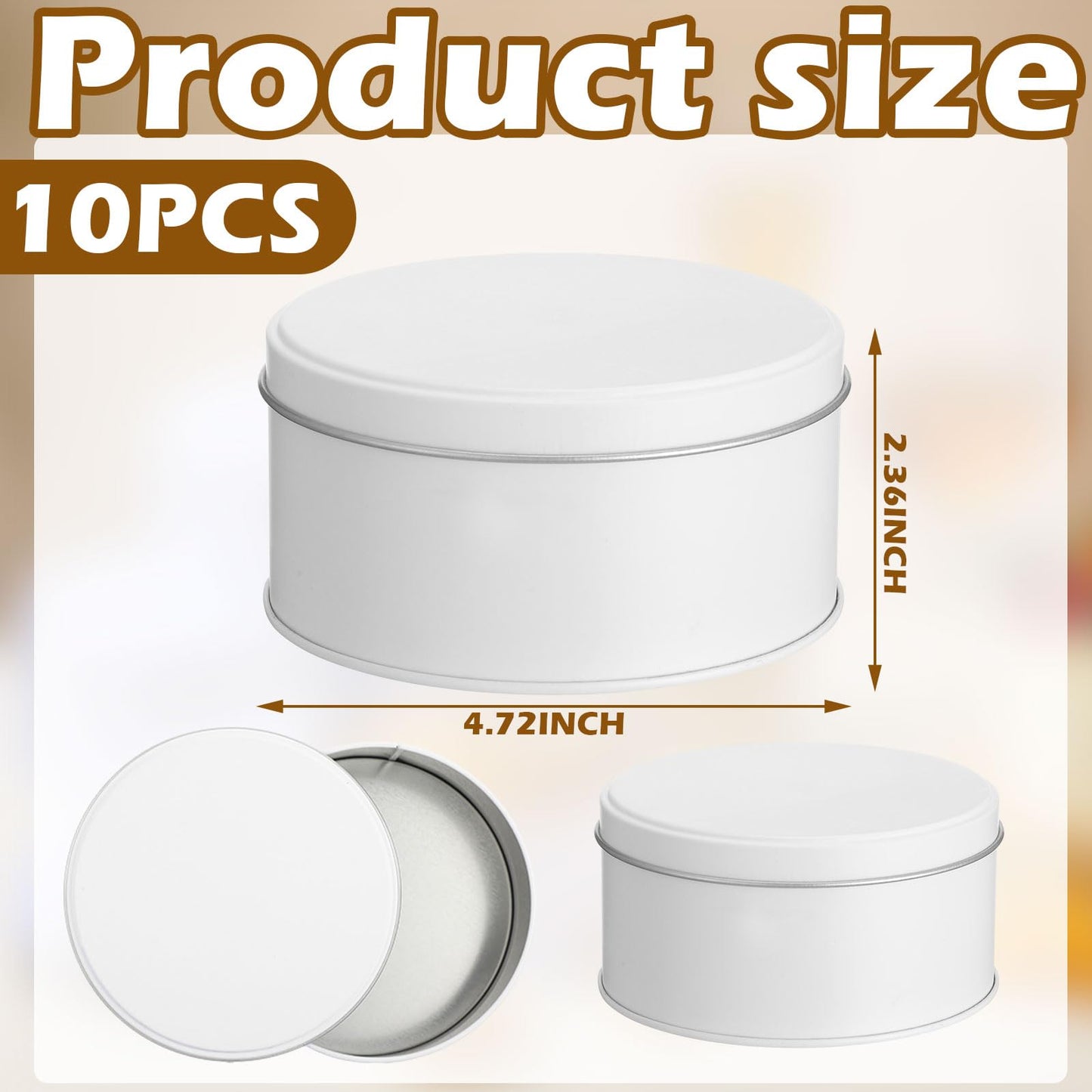 Hicarer 10 Pack Pure White Cookie Tins with Lids Round Mini Cake Gift Metal Empty Tin Cookies Container Tin Cans with Lids for Cakes Tinplate Box for Storing Snack Chocolate Baking