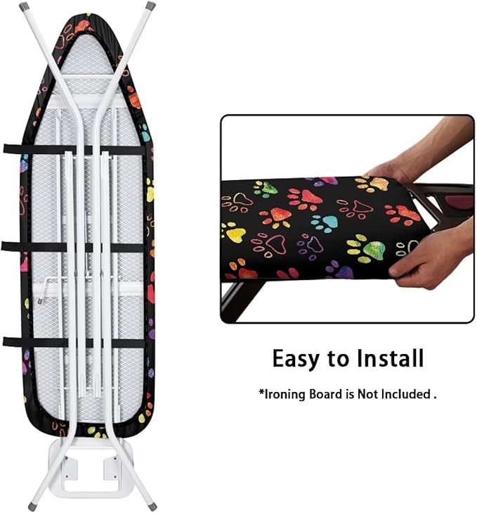 Sprowallow Colorful Paw Print Standard Size Iron Board Cover Elastic Edge
