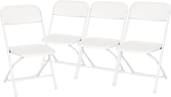 Flash Furniture Hercules Series Big & Tall Stackable Plastic Folding Chairs, Extra Wide Commercial Event Seats, Set of 4, White
