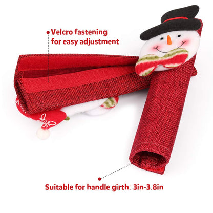 D-FantiX Christmas Refrigerator Handle Covers Set of 8, Santa Snowman Kitchen Appliance Covers Fridge Microwave Oven Dishwasher Refrigerator Door Handle Covers Protector Christmas Decorations