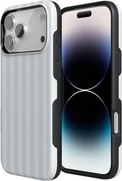 Casely iPhone 17 Pro Case | Blue Stripes | Sunday Best | Compatible with MagSafe | Bold Protective Design