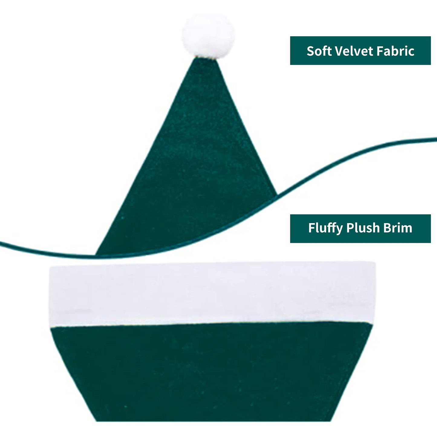 Eoocan Santa Hat for Adults, Unisex Velvet Comfort Xmas Hats Extra Thicken Plush for Christmas New Year Festive Holiday Party