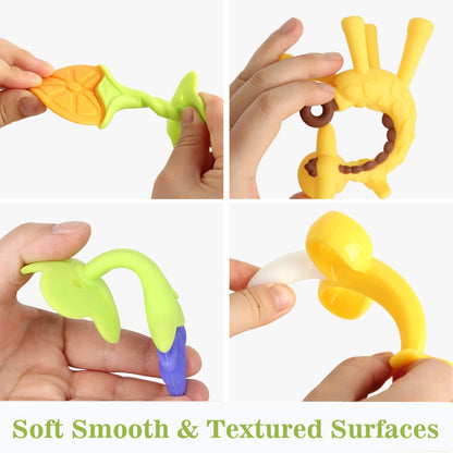 Chuya Teething Toys for Baby, Teethers with Banana Toothbrush Teeth Brushing,BPA-Free,Chew Toy Infants Toddlers Silicone Teether for Babies 0-6-12 Months