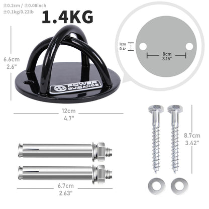 POWER GUIDANCE Wall and Ceiling Mount Bracket for Suspension Straps, Gymnastic Rings, Yoga Swings & Hammock Resistance Band Battle Rope (Black (Set of 1))