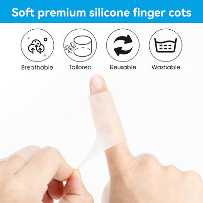 salbsever 20 Pcs Finger Sleeves Protectors Silicone Finger Sleeve Gel Finger Sleeve Protectors Finger Covers Cushions and Protects Rubber Finger Shields Provide Relief forCracked Finger