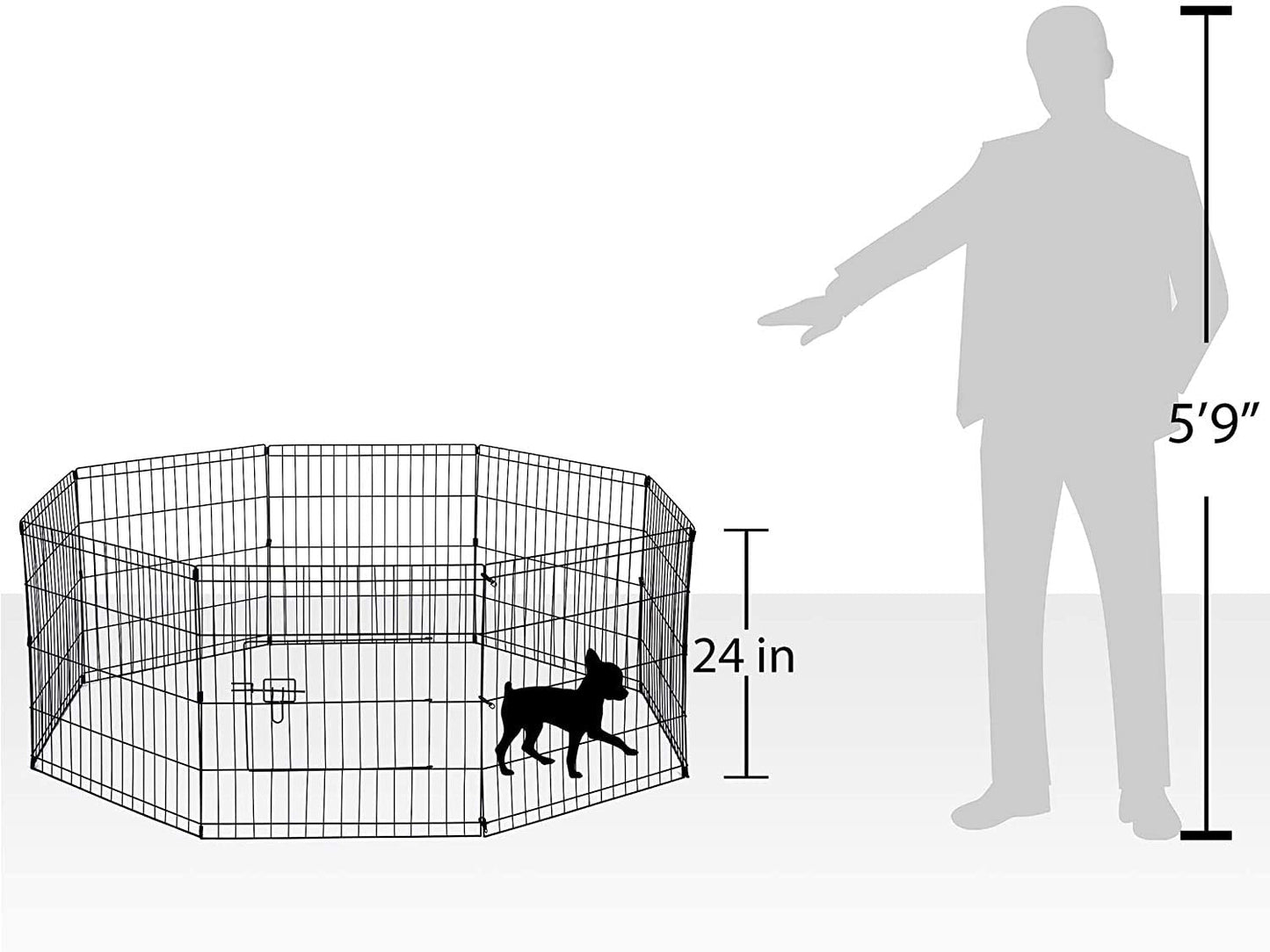 UNDERDOG 8 Panel Playpen Suitable for Dogs/Puppies/Cats & Rabbits foldable ideal for Indoor/Outdoor use puppy play pen (61cm, Black)