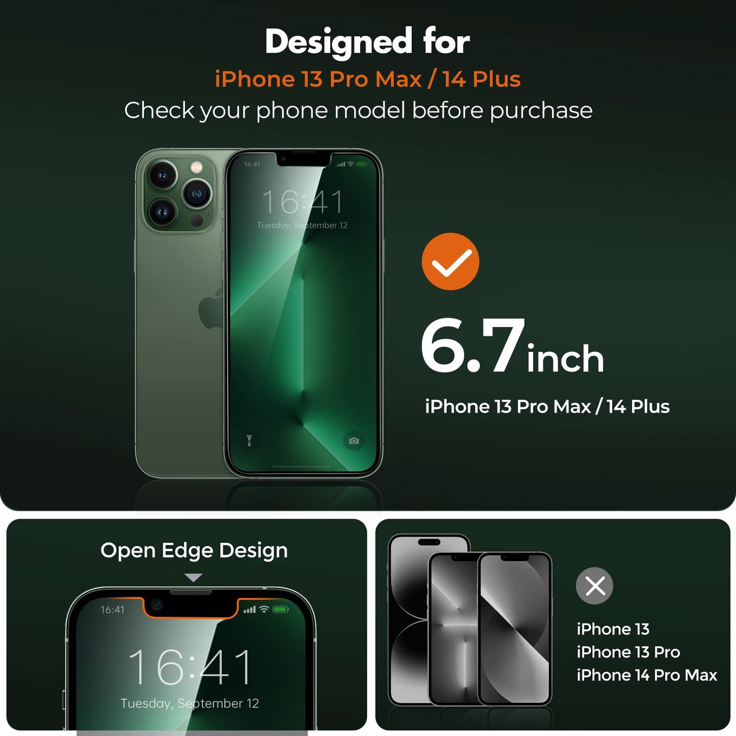UNBREAKcable Privacy Screen Protector for iPhone 14/ iPhone 13/13 Pro, Tempered Glass [True 28°Anti Spy] [9H Hardness] [Case Friendly] Private Protector for iPhone 6.1" - 2 Pack