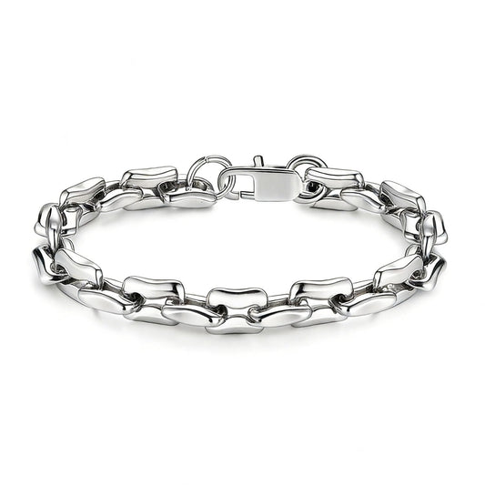 AIAINAGI Silver Link Chain Bracelets for Women Men 7mm Stainless Steel Paperclip Bracelets Rectangle Solid Chunky Chain 7/7.8/8.3Inches Unisex Wrist Jewelry Gift for Mother(7inch)