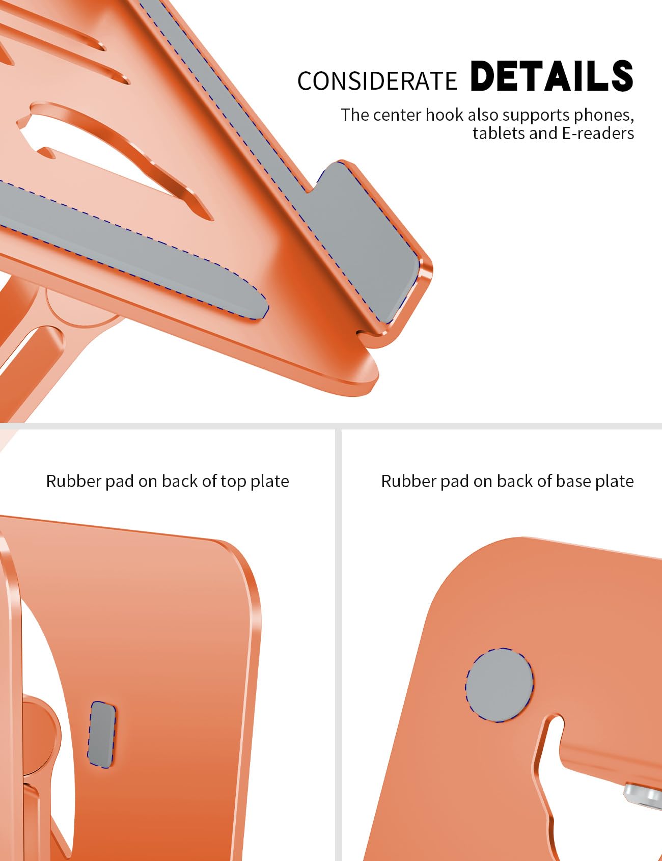 ToBeoneer Laptop Stand, Ergonomic Adjustable Computer Stand for Collaborative Work, Foldable and Portable Heat Sink Computer Stands, Fits up to 15.6-inch Laptops (Orange)