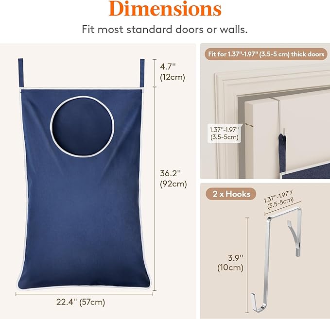 Lifewit 1 Pack Over Door Laundry Hamper, Large Collapsible Hanging Laundry