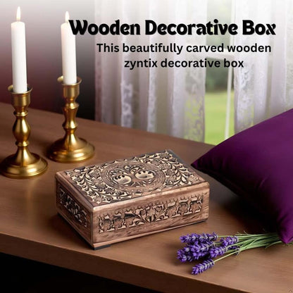 ZYNTIX Wooden Jewelery Box Decorative Box with Life of Tree Carving - Antique Design for Sister Birthday Gifts, Jewelry Organizer Gifts For Women Birthday Unique, wooden Handmade love Gift (Antique)