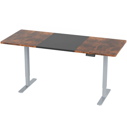 VIVO Electric 71 x 30 in Rustic Standing Desk, Memory Height Adjustment, 1B Series, Holds 220 lbs, Black and Vintage Brown Top, Gray Frame, DESK-KIT-1G7BN