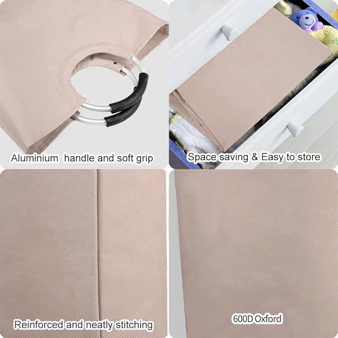 WOOHA 125L Large laundry basket, Collapsible laundry hamper, Tall Clothes
