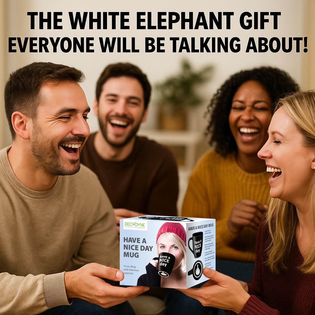 Decodyne Funny Coffee Mug, Gag White Elephant Gifts for Adults and Coworkers - Perfect for Bachelorette Parties, Christmas, and Novelty Gifts, 14 Ounce (Black)