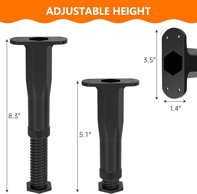 4 PCS Adjustable Bed Frame Support Legs, Frame Center Slats Heavy Support Leg