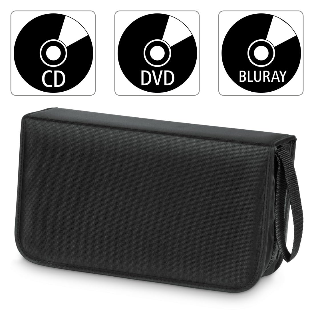 Hama CD Wallet for 120 Discs | CD/DVD/Blu-Ray | Folder for Storage, Space-Saving for The Office, Car and at Home| Black