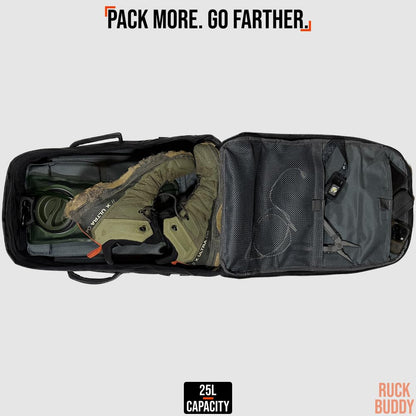RuckBuddy Weighted Rucking Backpack - 25L Tactical Rucksack with Weight Plate Pockets, Removable Hip Belt, and Padded Shoulder Straps for Rucking and Training