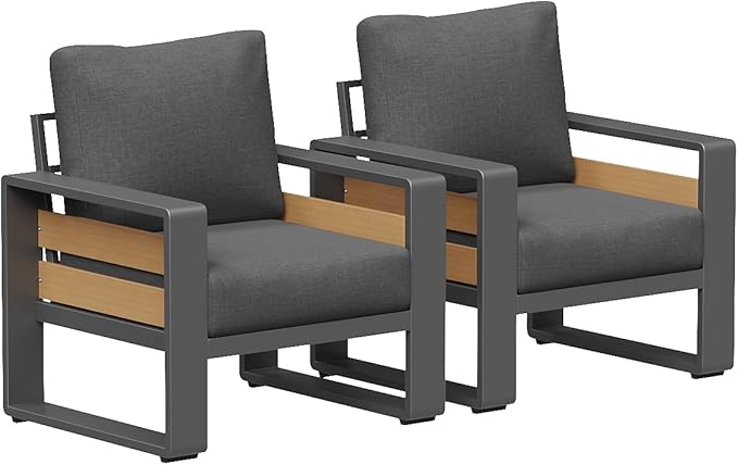 Aoxun Aluminum Outdoor Patio Furniture Set, 2 Seats Metal Sectional Patio
