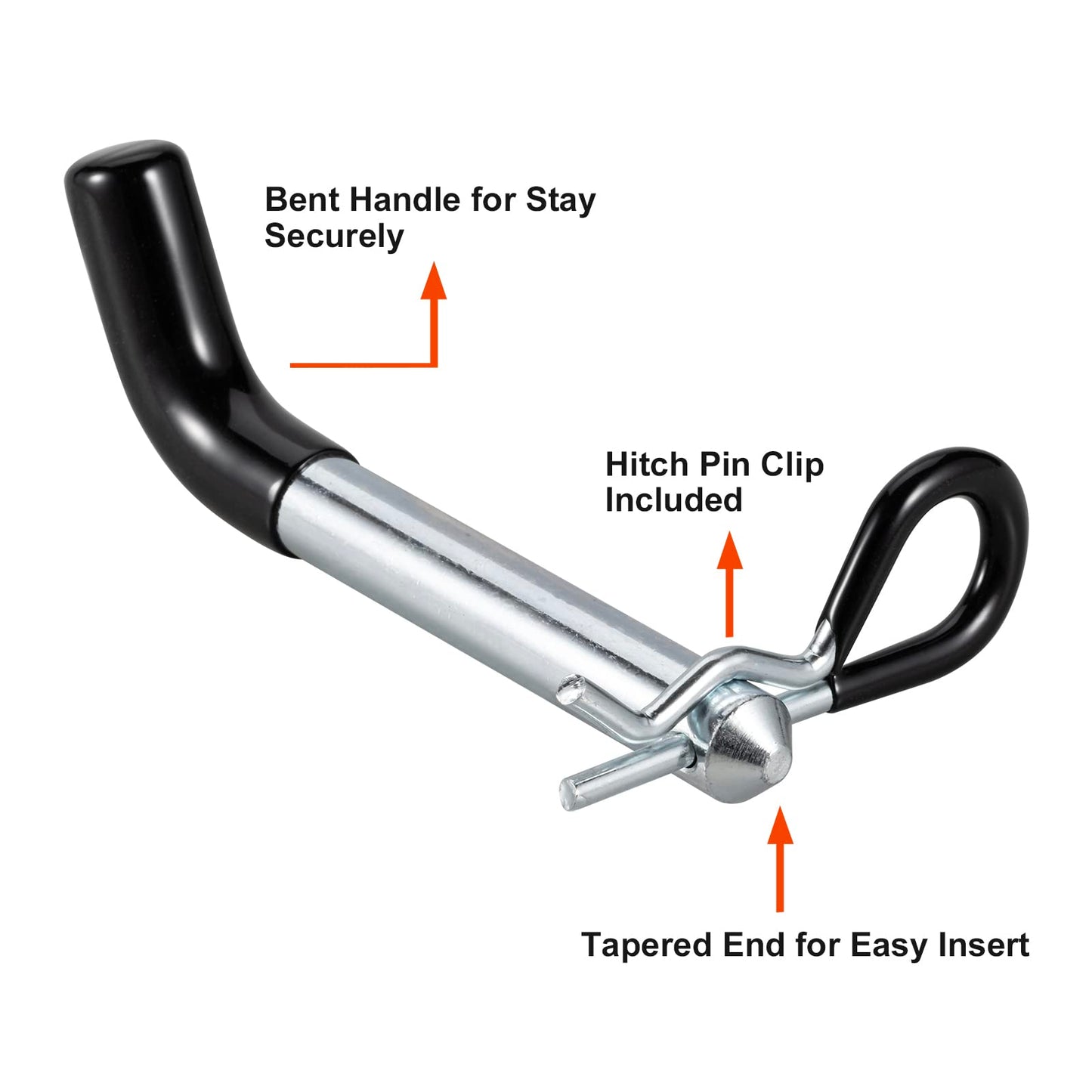 TOPSHINE Trailer Hitch Pin & Clip 4 Pack, 5/8 Inch Diameter with Rubber-Coated Vinyl Black Grip, Fits 2" Receiver