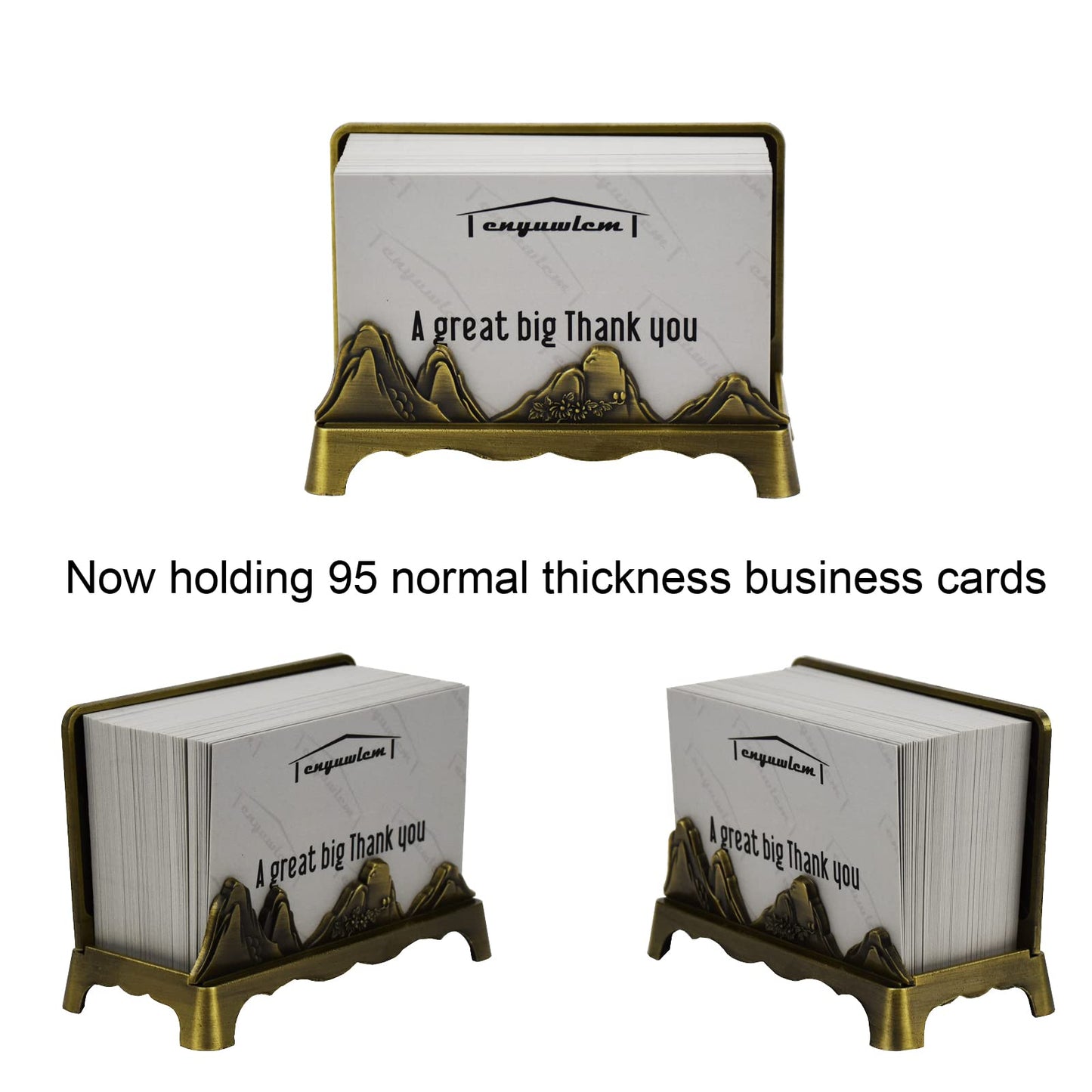enyuwlcm Metal Desktop Card Holder for Desk Decorative Business Card Display Stand for Office Suitable for Men Women 1 Pack (Bronze)