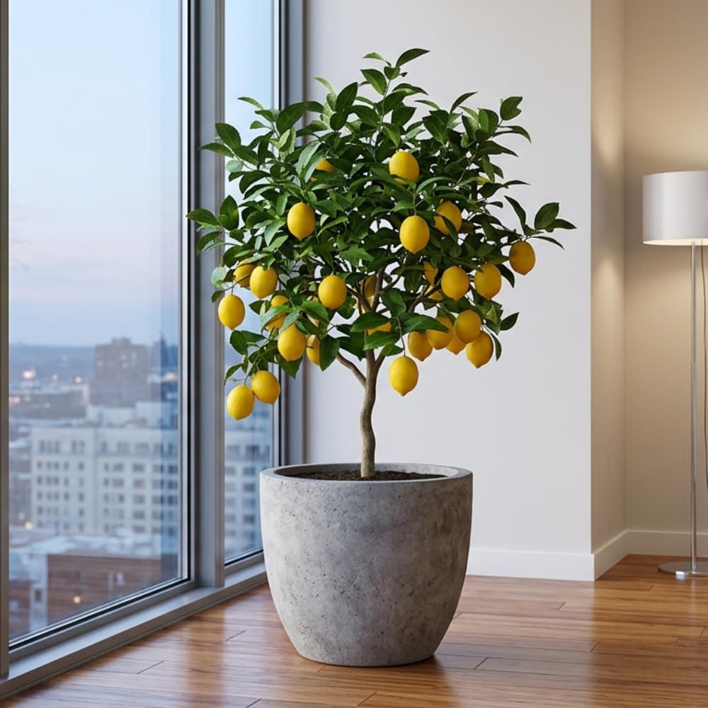 2 Meyer Lemon Tree Live Plants in 4'' Pot, Hardy Meyer Lemon Tree, Tropical Fruit Tree for Indoor and Outdoor Planting, Fragrant Citrus Plants, Well-Rooted, 3-5 Inches Tall