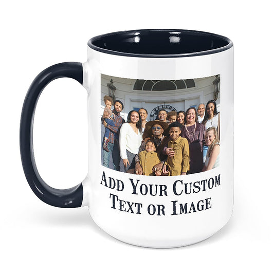Personalized Coffee Mug, Custom Photo Text 15oz Ceramic Mug, Customized Picture Name Tea Cup, Unique Gift Idea, Taza Cafe Personalizadas Fotos, Cute Custom Gifts Mom Women Men, Father's Day, Black