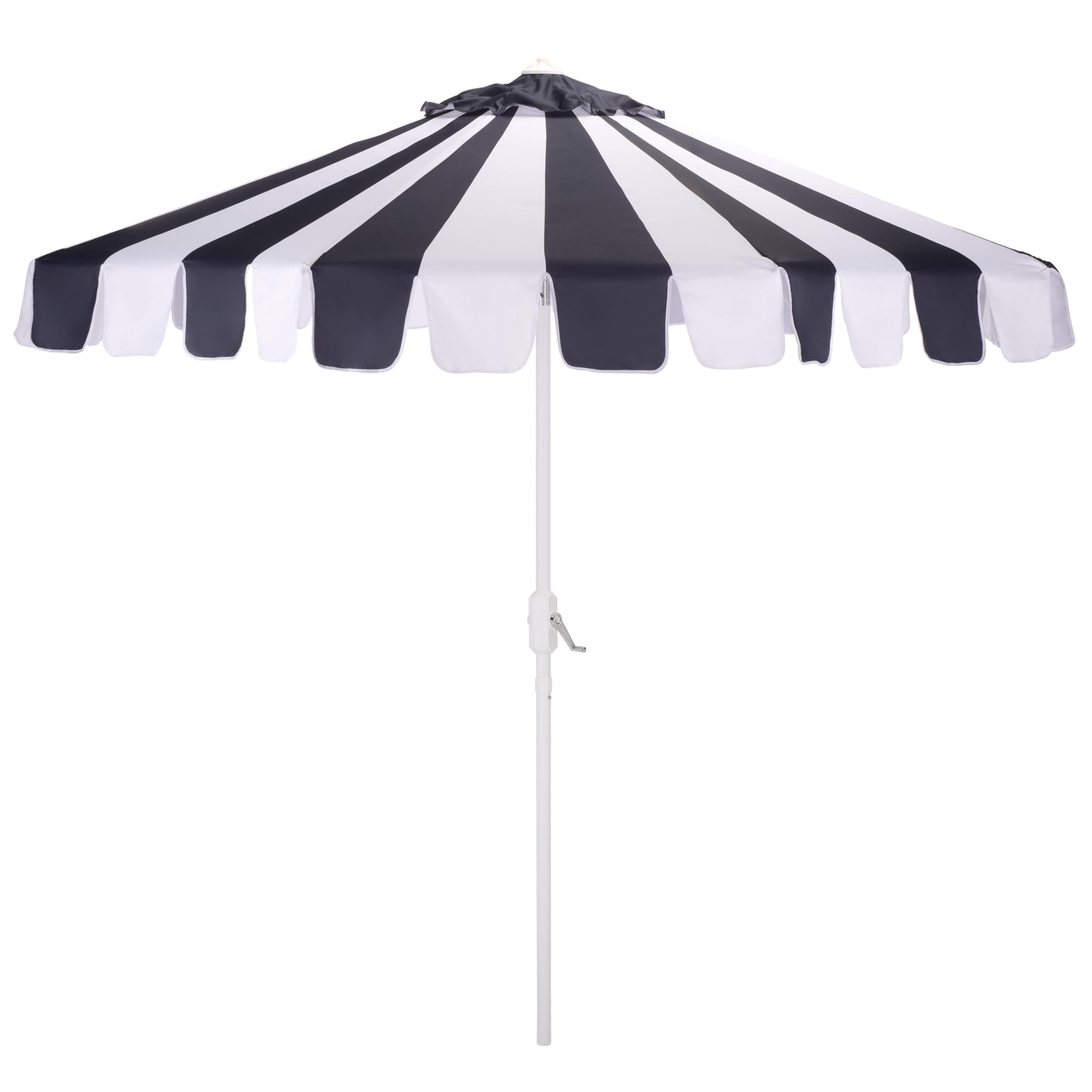 SAFAVIEH Outdoor Patio Furniture Collection – Meze 9 Ft Crank Patio Umbrella, Navy Stripe & White Pole, Market Umbrella with Crank Lift (PAT8023B)