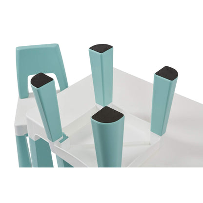 Liberty House Toys Kids Height Adjustable Table and 2 Chairs, Tough Durable Polypropylene, White and Forest Green, 49/54cm H x 50cm W x 78cm D,H490/ 540 x W780 x D500mm