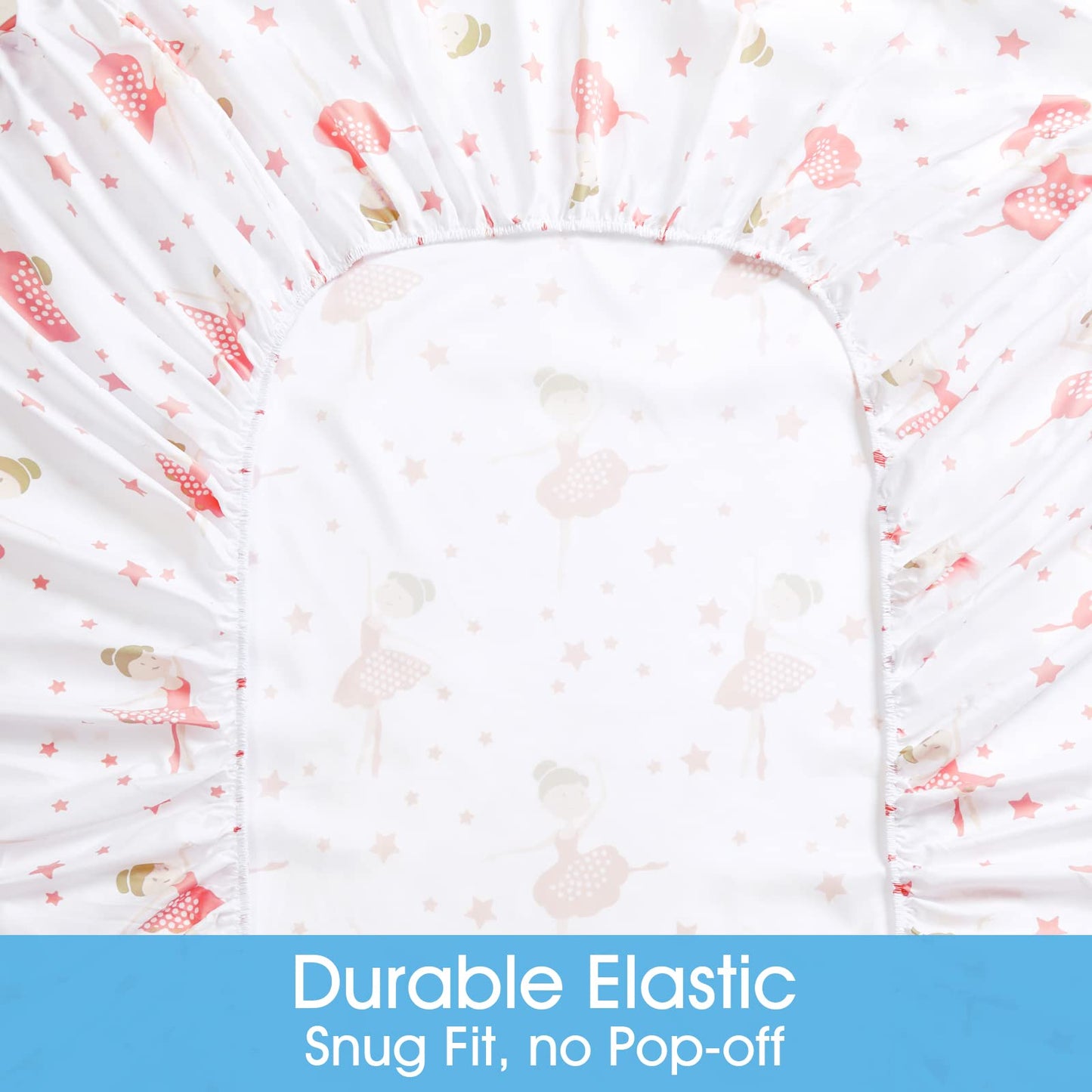 BYSURE Full Sheets Set Kids(Ballerina, Pink), 4 Pieces Easy Fit Deep Pocket Sheets Set for Girls, Breathable Wrinkle-Free Microfiber Bedding for Children