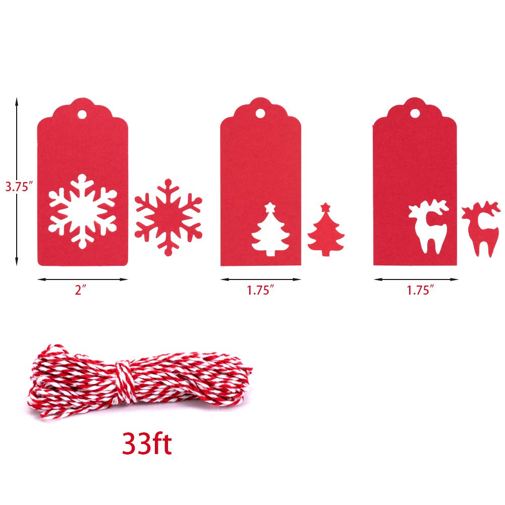 Gift Tags with Holes Present Wrap Tag Paper Small Xmas Gift Tags with Twine Vintage Gift Labels Christmas Tags Bulk 100pcs