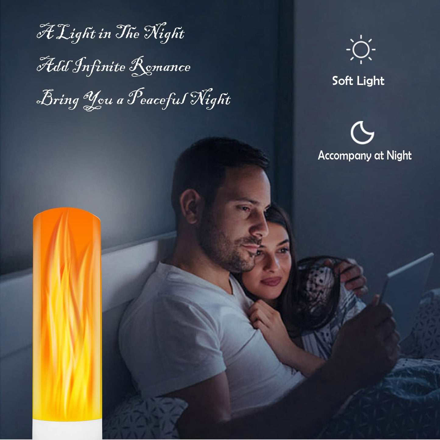 DASITON USB LED Flame Effect Light USB Flame Candle Bulb Flameless Tea Lights Candles Flickering Bright Tealights for Indoor Outdoor Home Party Decor (6Pack)