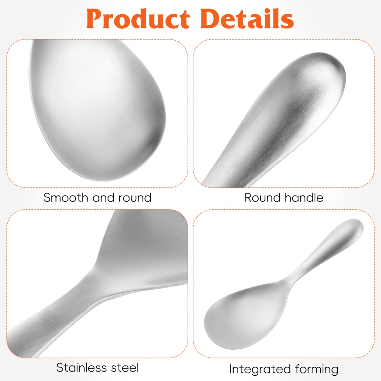 Cabilock Stainless Steel Rice Spoon, 7.87In Non-Stick Rice Serving Paddle Scratch-Resistant for Home Kitchen and Restaurant