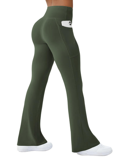 Womens Yoga Pants with Pockets High Waisted Flare Leggings Bell Bottom Yoga Dress Pants Seamless Bootcut Pants