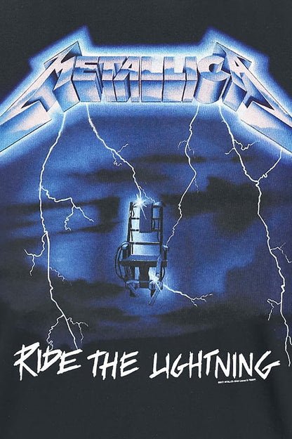 Metallica Men's Ride The Lightning Tracks BL_TS: M T-Shirt, Black (Black Black), Medium (Size:Medium)