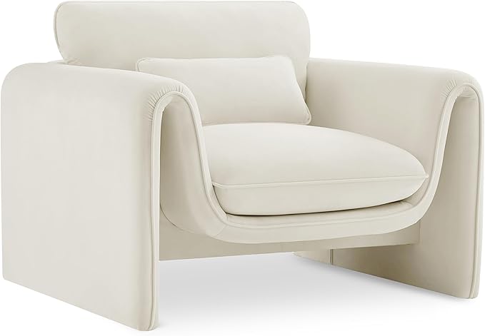Meridian Furniture 199Cream-C Sloan Collection Modern | Contemporary Velvet