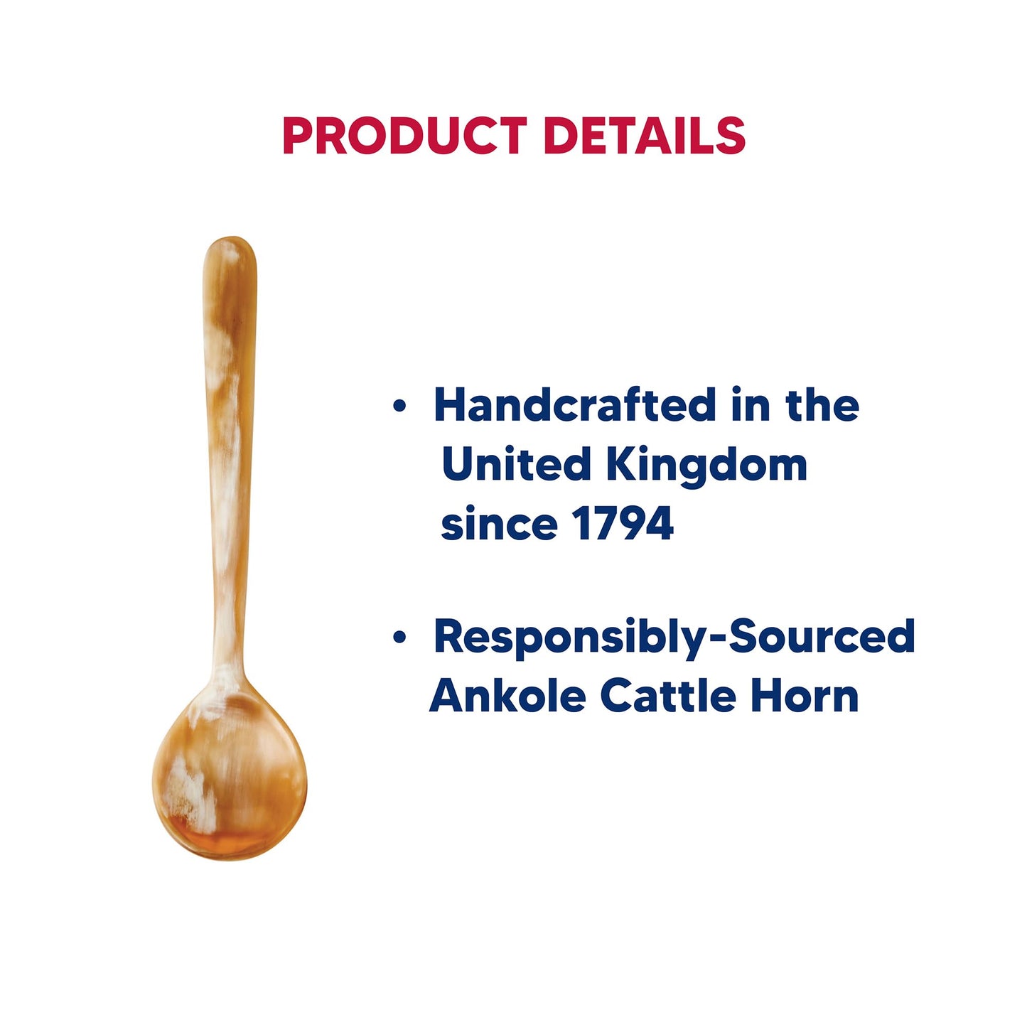 HIC Kitchen Salt Spice Tasting Spoon, Handcrafted in the United Kingdom, Responsibly Sourced Ankole Cow Horn, 3-Inch