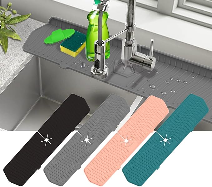 2 Pack Kitchen Faucet Sink Splash Guard, Sink Draining Pad Behind Faucet