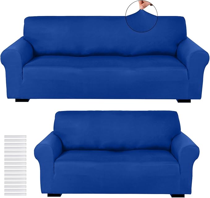 Peryiter 2 Pcs Sofa Covers Couch and Loveseat Covers Set Stretch Sofa Slipcover