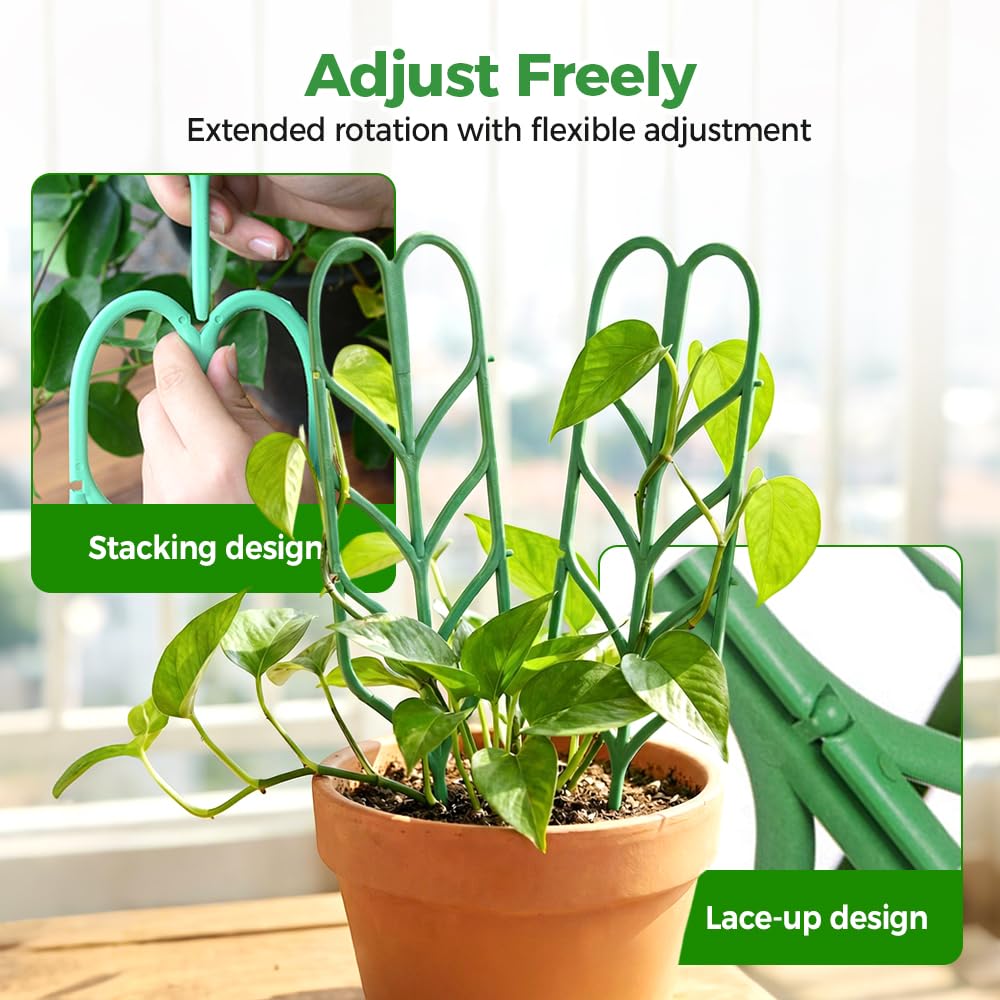Plant Trellis for Climbing Plants, Indoor Outdoor Plastic Garden Trellis, Adjustable Potted Plant Support for Pothos, Ivy, Hoya, Monstera & Flower Vines (3PCS)