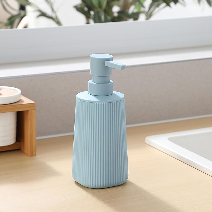 Small Soap Dispenser for Bathroom and Kitchen, Modern Farmhouse Striped Style