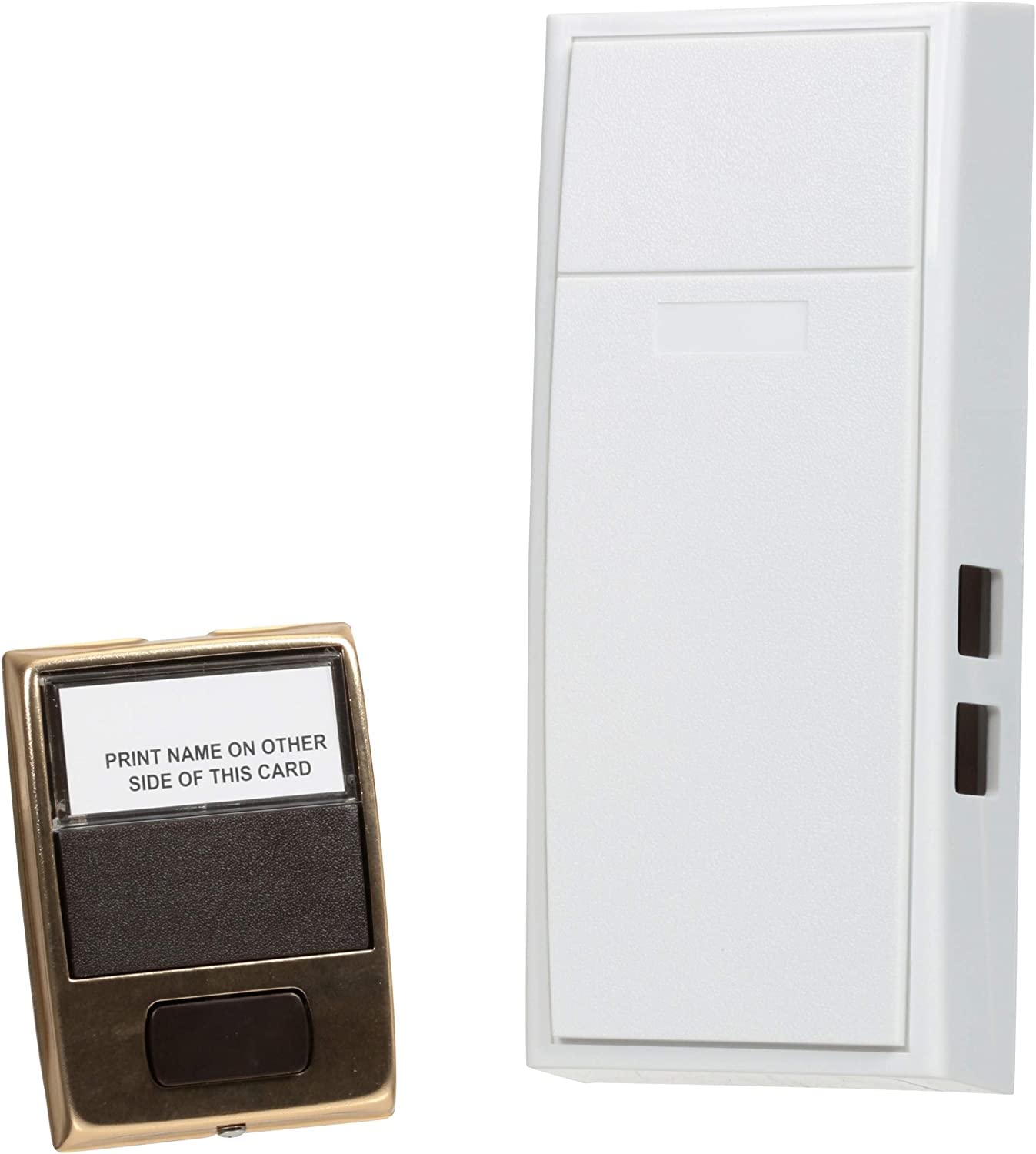 Newhouse Hardware MCHBV Wireless Mechanical Two-Note Chime and Door Button with Built-in Viewer, One Size, White/Brass