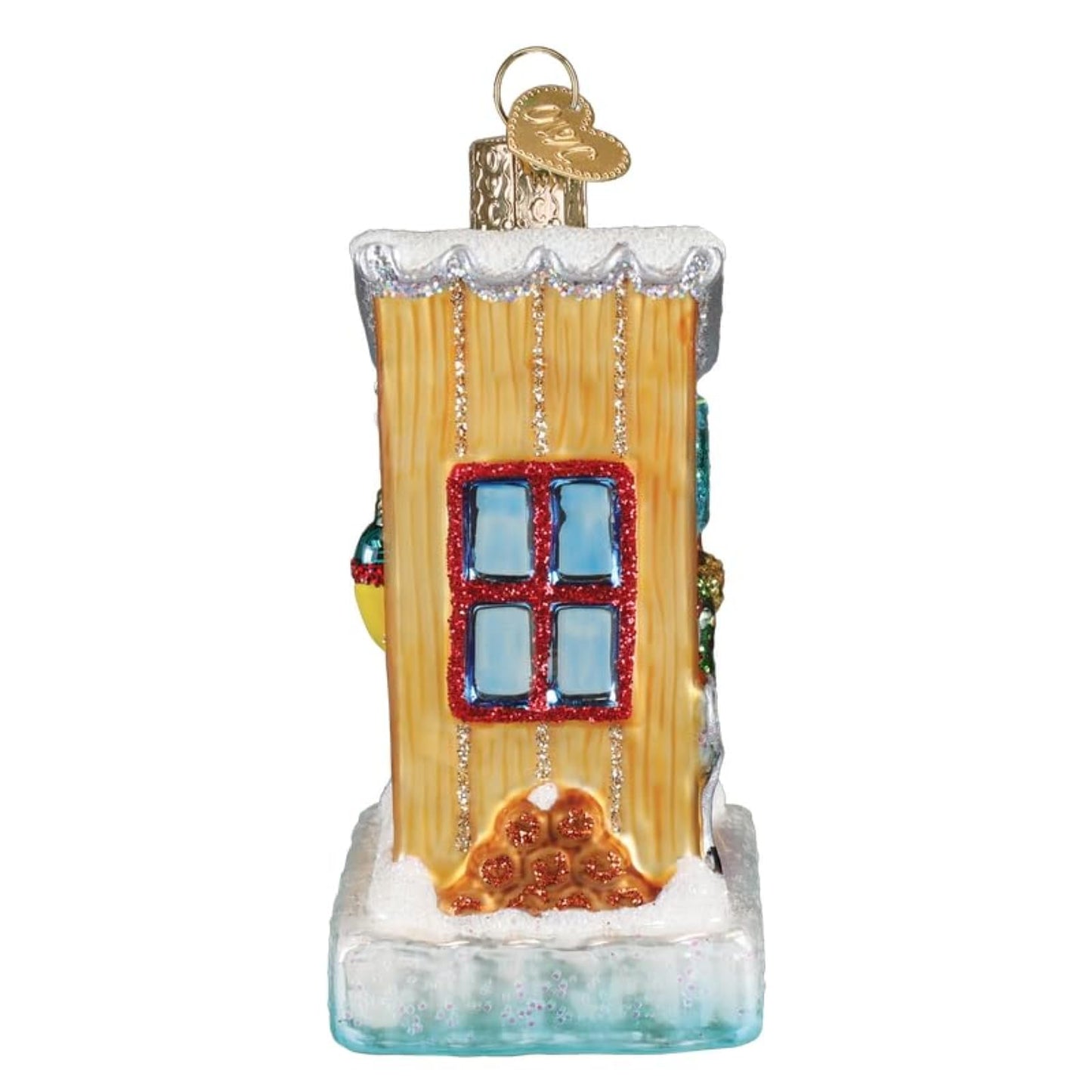 Old World Christmas Ice Fishing Shanty Glass Blown Ornament for Christmas Tree, Handcrafted Holiday Decoration, Sport Collection