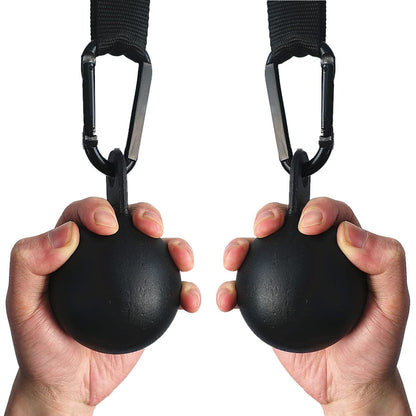 Lights Mountain Steel Cannonball Pull Up Grips Rock Climbing Holds Set Pull Up Ball Hold Grips with Hanging Strap Strong Carabiners Finger Strengthener, Forearm, Biceps, Back Muscles Training