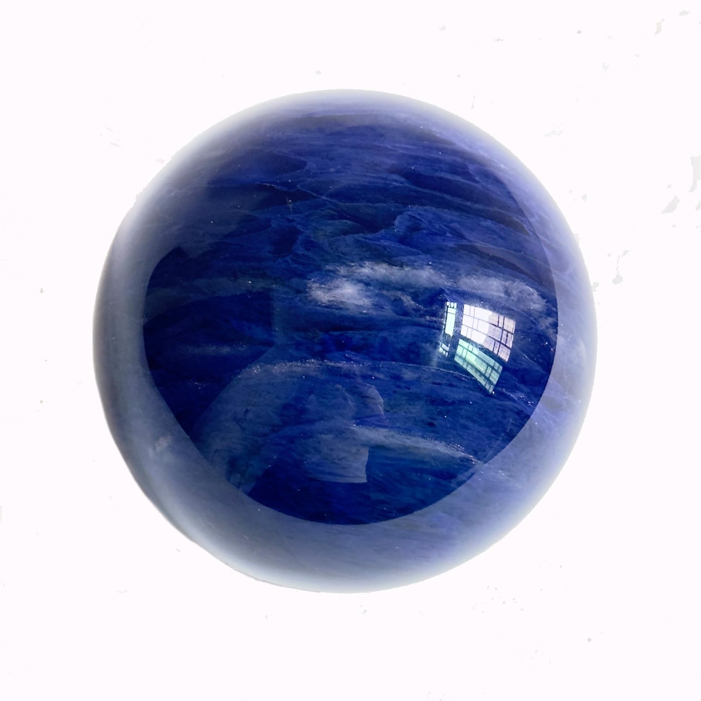 Lodkksg Blue Crystal Ball(100mm-3.93 inches) with Display Stand—Natural Sapphire Sphere for Decoration and Divination